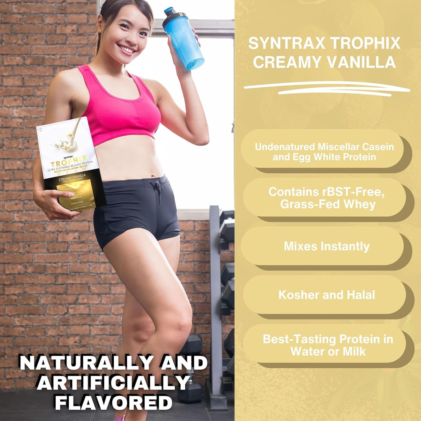 2lb Vanilla Trophix Casein Protein Bundle with Whey & Egg White Protein - High Protein Instant Mix Powder + Nutrition Keychain