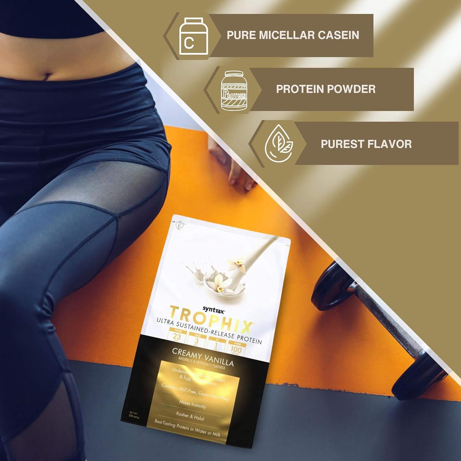 2lb Vanilla Trophix Casein Protein Bundle with Whey & Egg White Protein - High Protein Instant Mix Powder + Nutrition Keychain