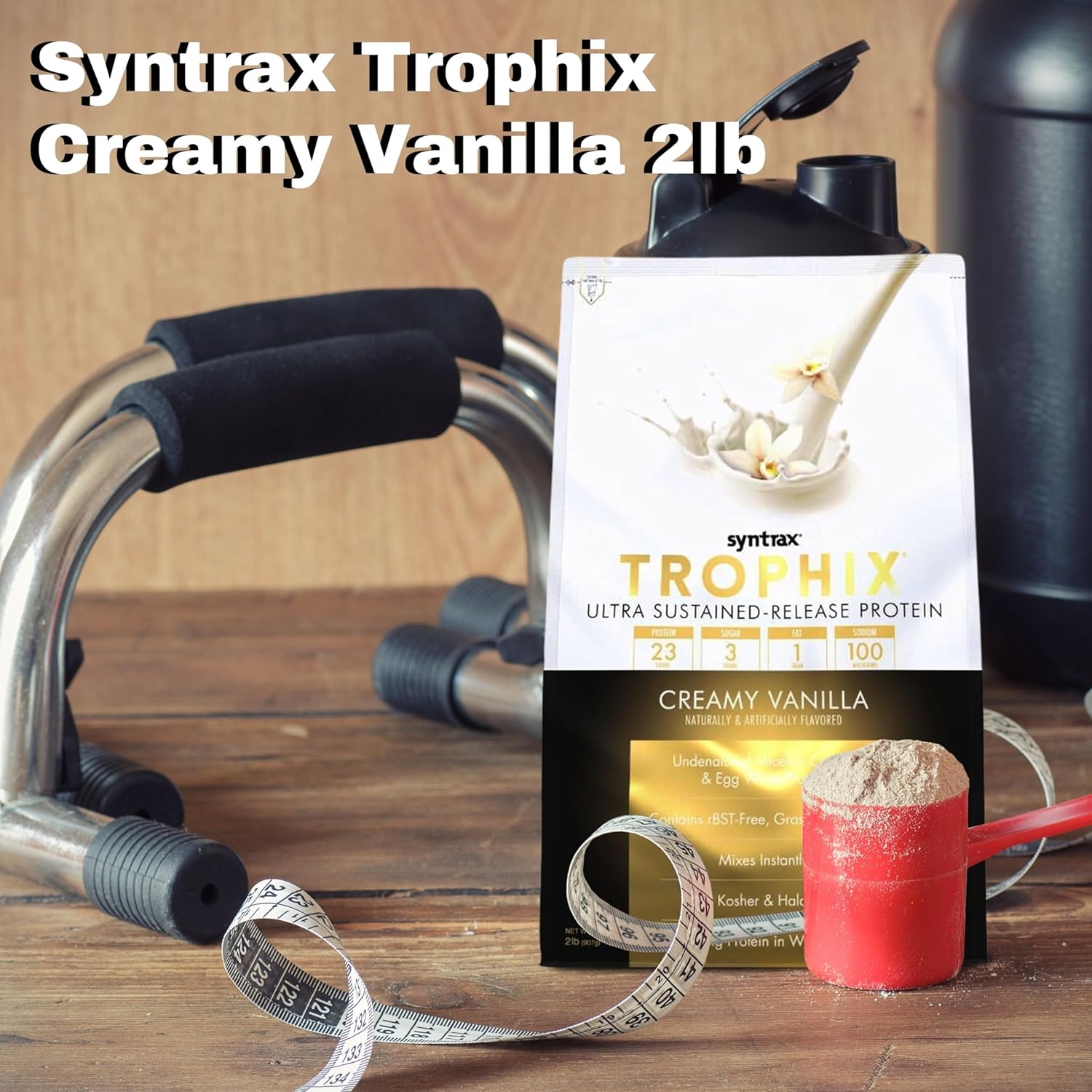 2lb Vanilla Trophix Casein Protein Bundle with Whey & Egg White Protein - High Protein Instant Mix Powder + Nutrition Keychain
