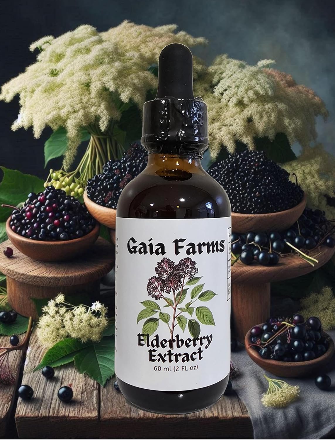 2oz Organic Non-GMO Elderberry Tincture from Gaia Farms - Winter Immune Support