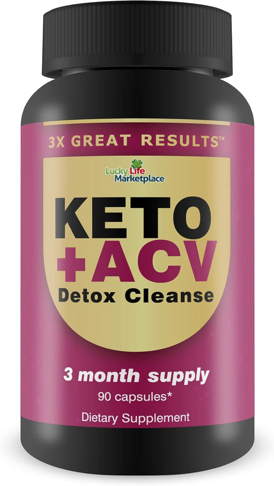 3 Month Supply Keto + ACV Detox Cleanse for Body & Colon - Advanced Formula with Fiber for Digestion & Immune Health - Achieve Great Results