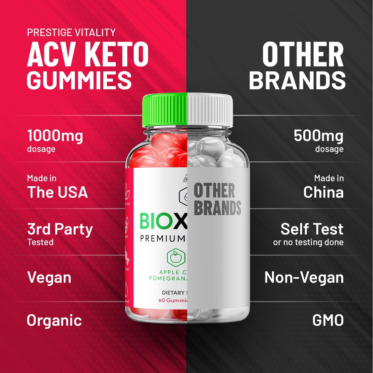 3 Pack BioXtrim ACV Gummies with Bio X Trim Keto and Apple Cider Vinegar - 1000MG, Vitamin B12, Reviews - 180 Gummies