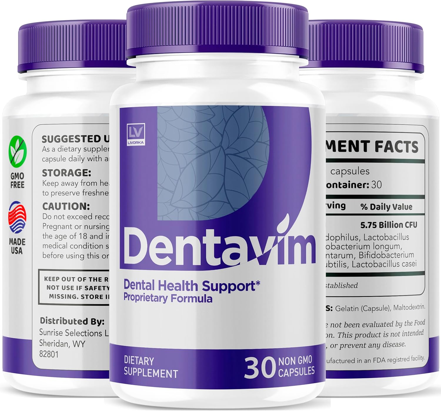3 Pack Dentavim Oral Protection Vitamins - 90 Capsules for 3 Months - All Natural Formula - Reviews included