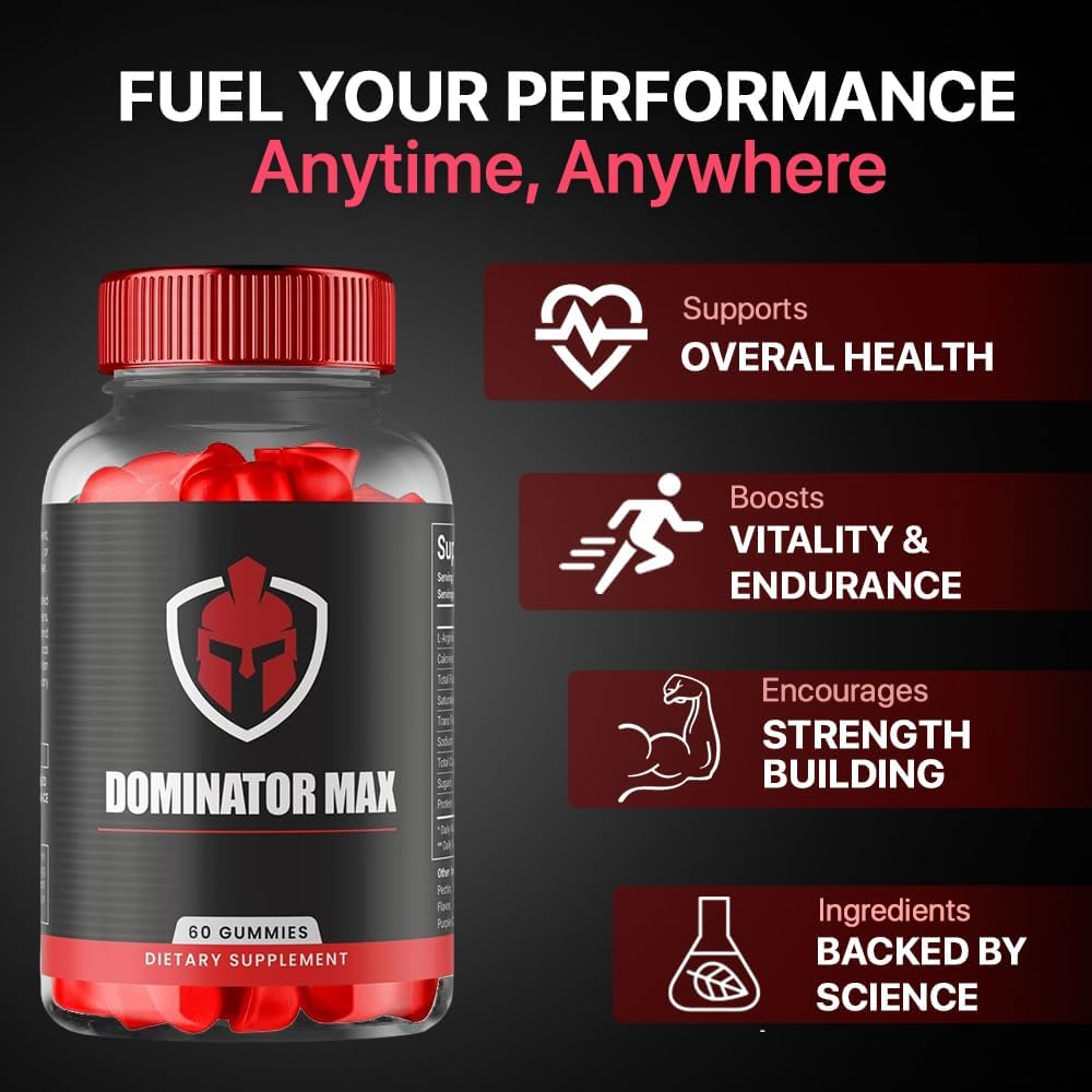3 Pack Dominator Max Gummies: Advanced Formula for Max Performance - All Natural Extra Strength Supplement for Muscle Growth and Health Support