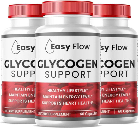 (3 Pack) Easy Flow Glycogen, EasyFlow Glycogen Support Capsules, Glyco Optimizer Formula, Natural Blood Vessel Cleaner, Premium Easy Flow Glycogen Support (180 Capsules)