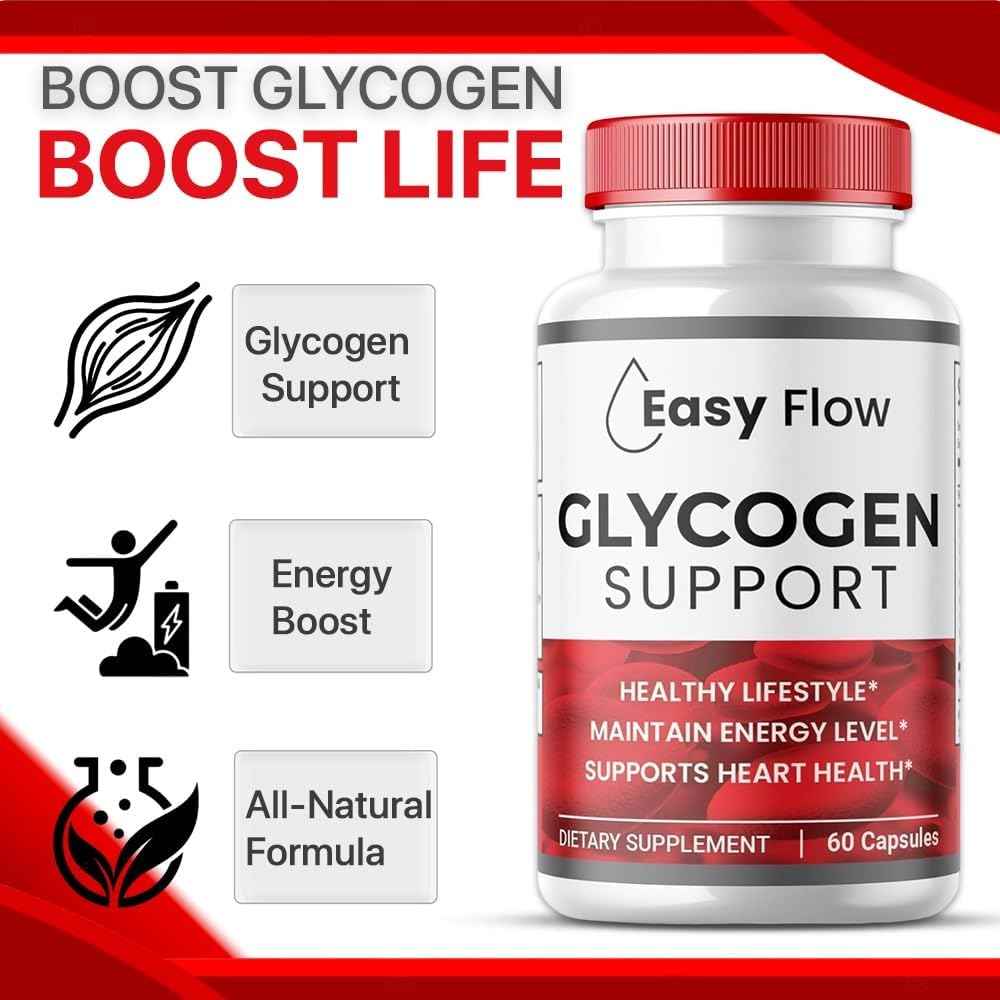 (3 Pack) Easy Flow Glycogen, EasyFlow Glycogen Support Capsules, Glyco Optimizer Formula, Natural Blood Vessel Cleaner, Premium Easy Flow Glycogen Support (180 Capsules)