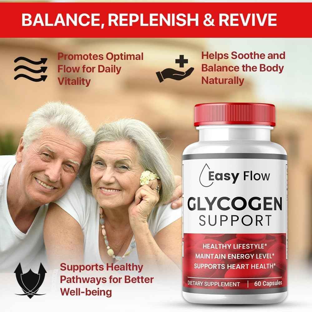 (3 Pack) Easy Flow Glycogen, EasyFlow Glycogen Support Capsules, Glyco Optimizer Formula, Natural Blood Vessel Cleaner, Premium Easy Flow Glycogen Support (180 Capsules)