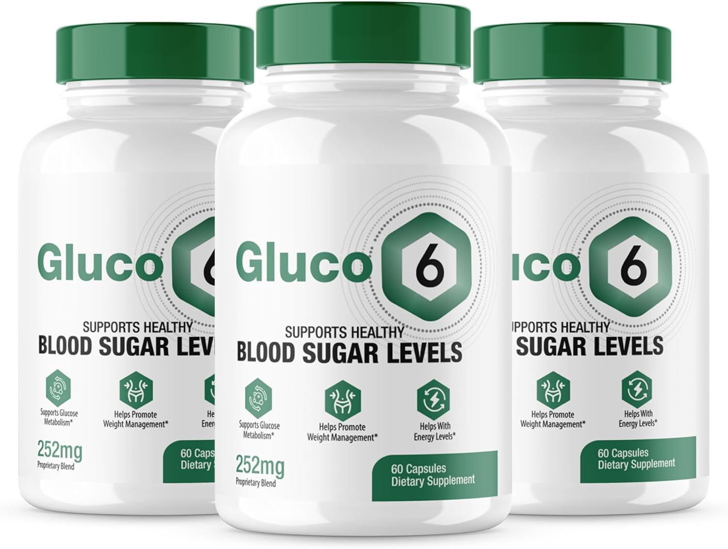 3 Pack Gluco6 Capsules - Glucosix Supplement for Blood Support & Overall Health - 180 Capsules, 600mg - 3 Month Supply