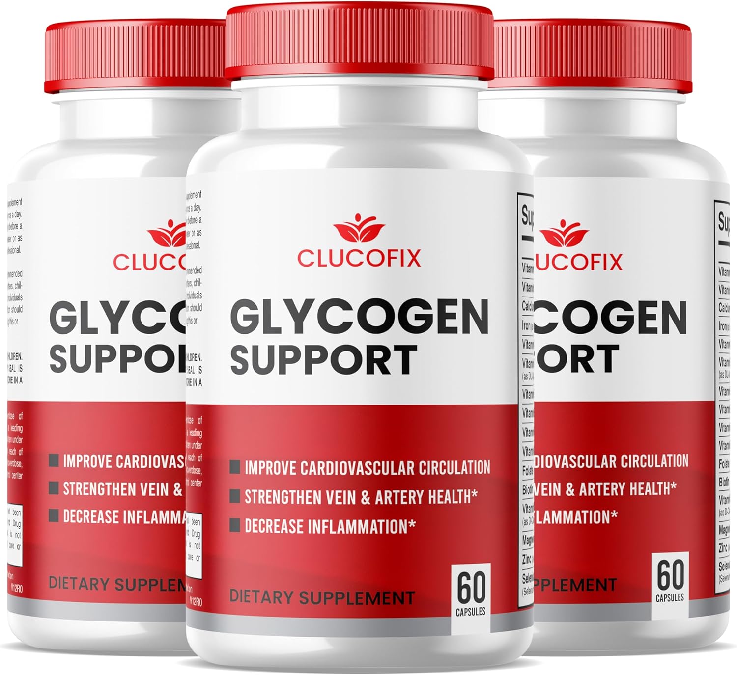 3 Pack GlucoFix Glycogen Support Capsules - Health & Wellness Multivitamin Supplements - Glyco Advanced Formula Support