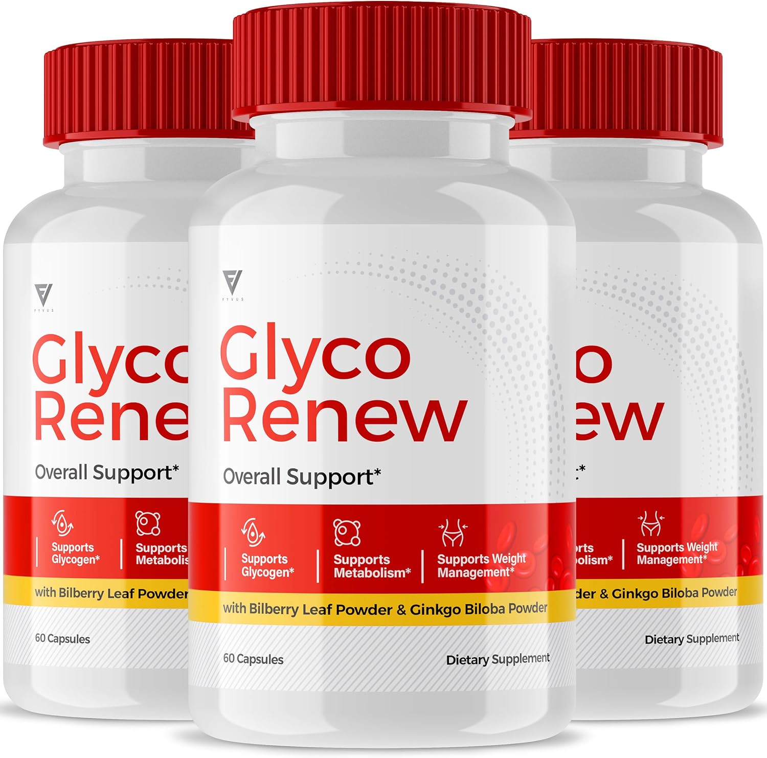 3 Pack Glyco Renew Blood Support Formula Supplement Pills - All Natural Capsules for Stable Levels - 180 Capsules