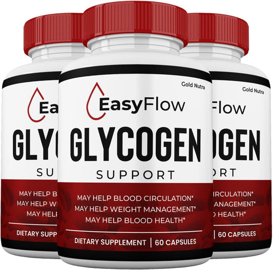 3 Pack Gold Nutra EasyFlow Blood Support Capsules with Easy Flow Glyco Pills and Glyco Optimizer Capsules - Glycogen Supplement for 3 Months