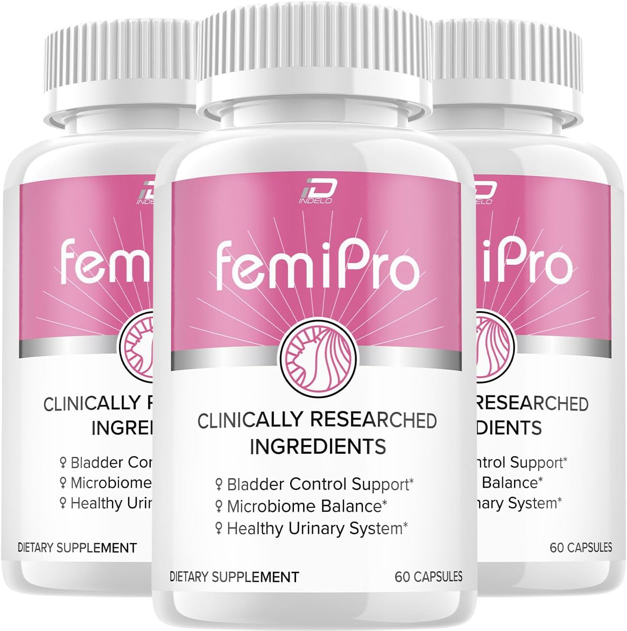 3 Pack Indelo FemiPro Bladder Support Supplement - 24 Hour Urinary Control with Microbiome Probiotic Pills for Bladder Health - Femie Pro Reviews
