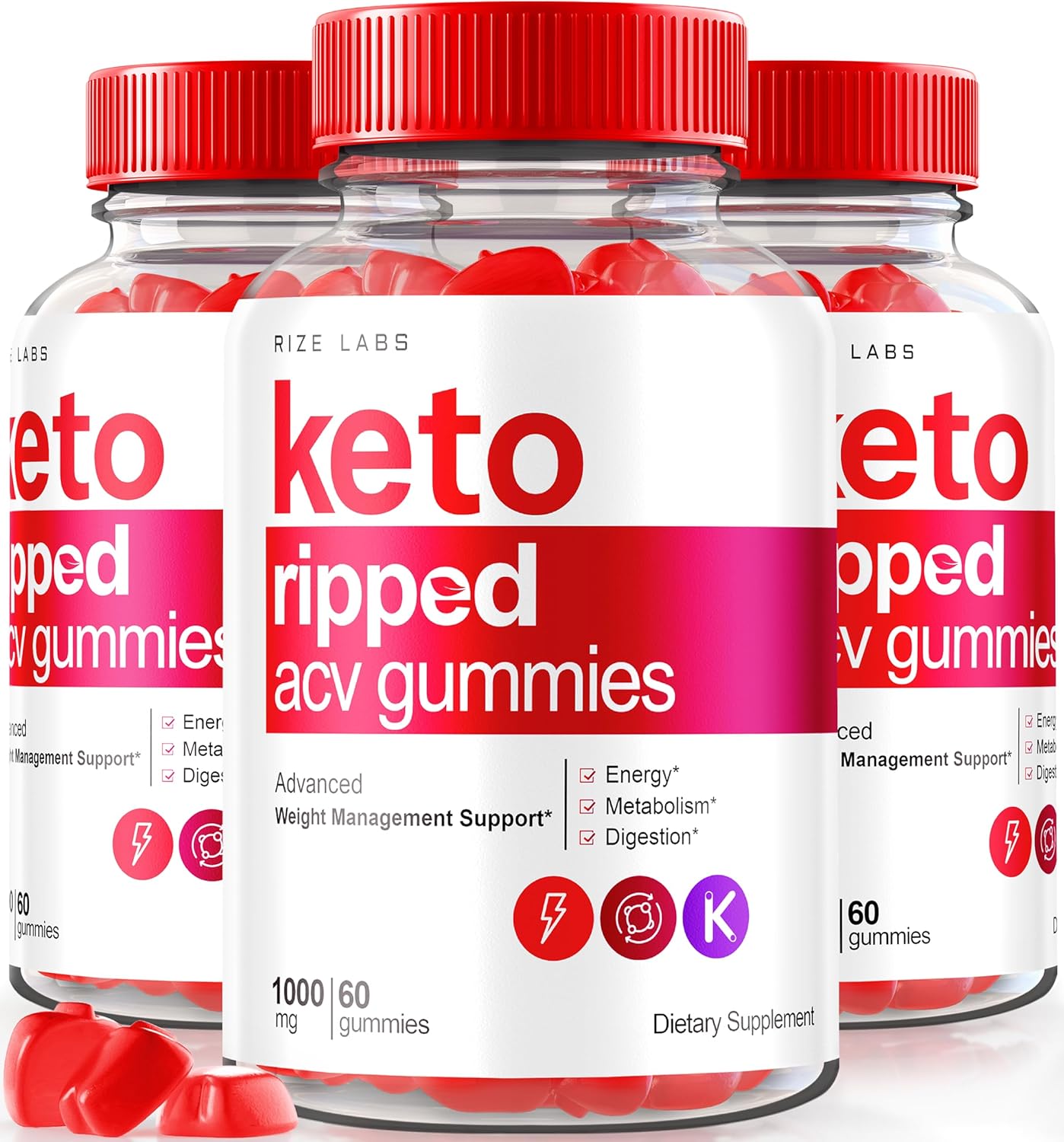 3-Pack Keto Ripped ACV Gummies for  Slimming Formula  Support - Natural Apple Cider Vinegar Gummies - 180 Premium Keto Plus Gomitas