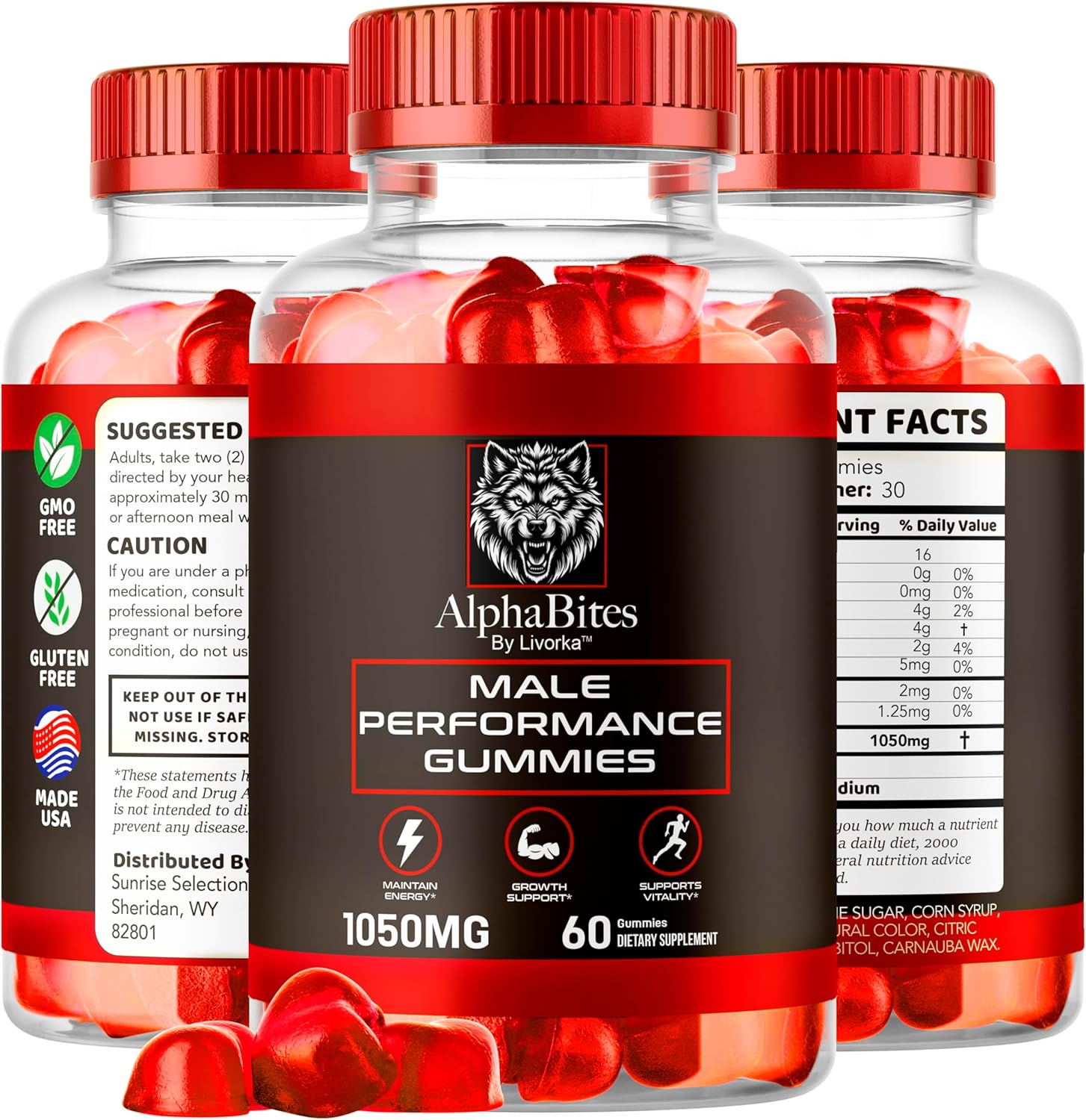 3 Pack LIVORKA Alpha Bites Gummies for Men - 180 Gummies for 3 Months Supply - AlphaBites Reviews
