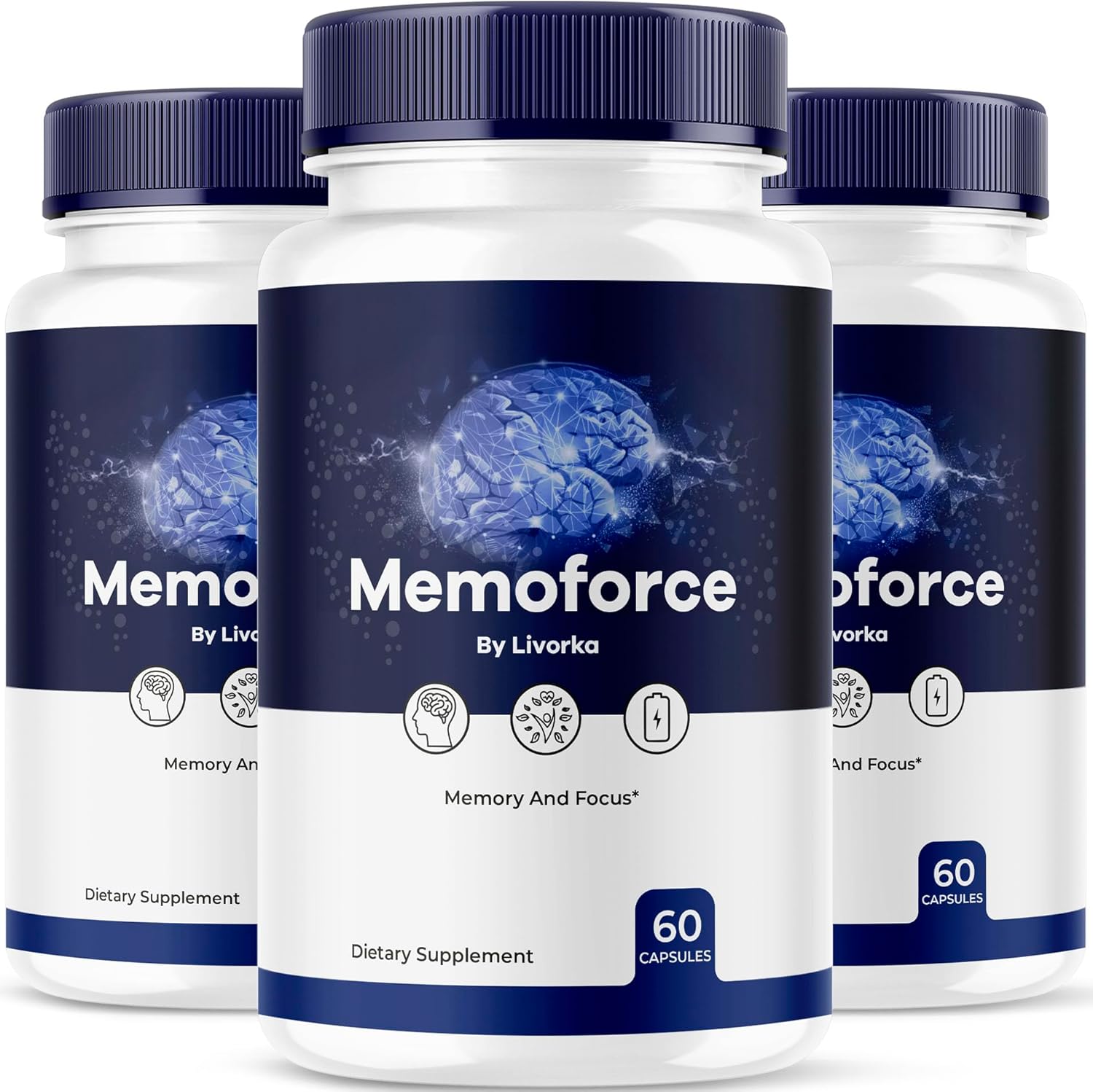 3 Pack LIVORKA Memoforce Brain Supplement Capsules - 180 Pills for 3 Months, Reviews & Benefits Included