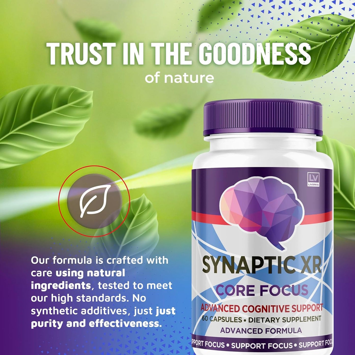 3-Pack LIVORKA Synaptic XR Capsules - Advanced Brain Focus Formula (180 Capsules)