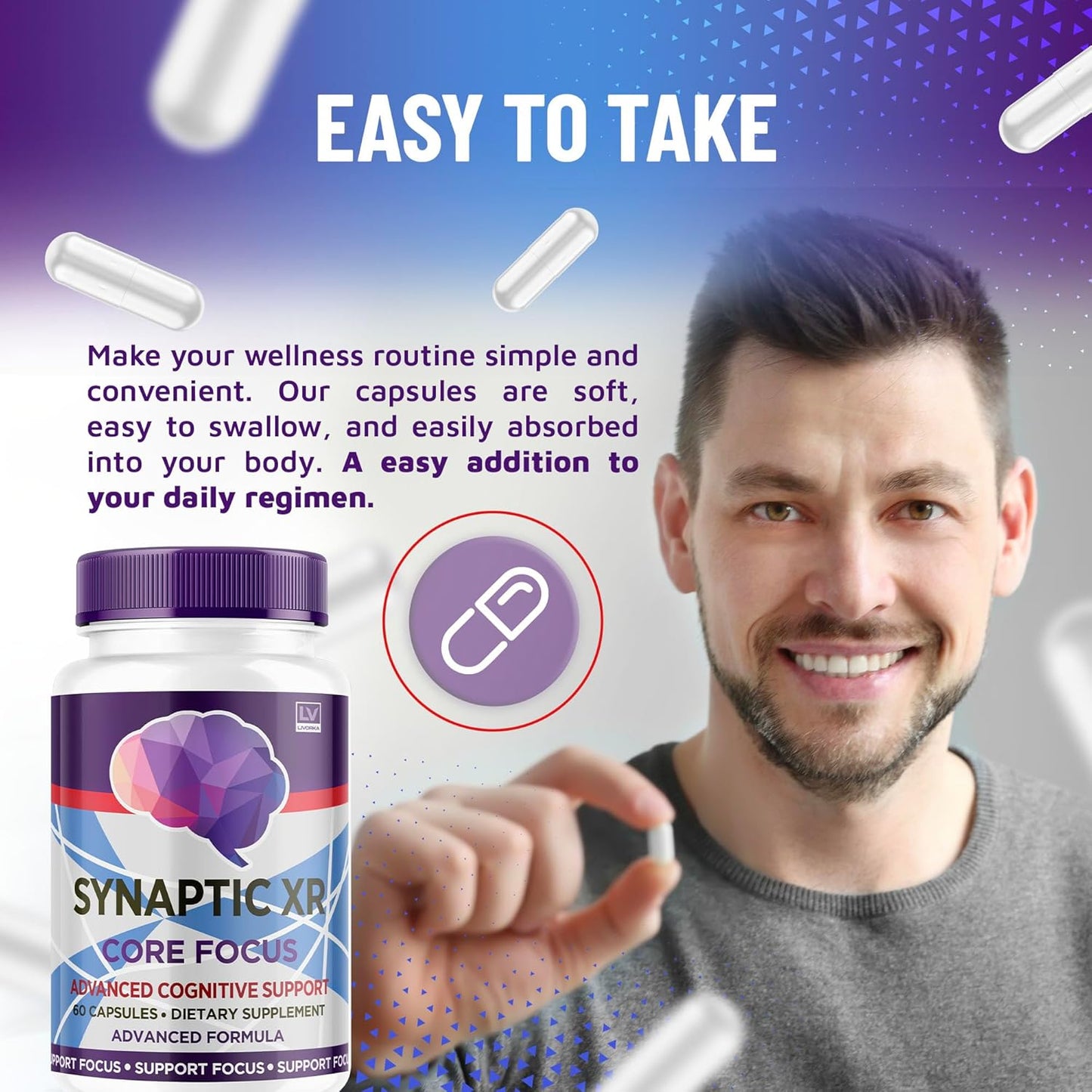 3-Pack LIVORKA Synaptic XR Capsules - Advanced Brain Focus Formula (180 Capsules)
