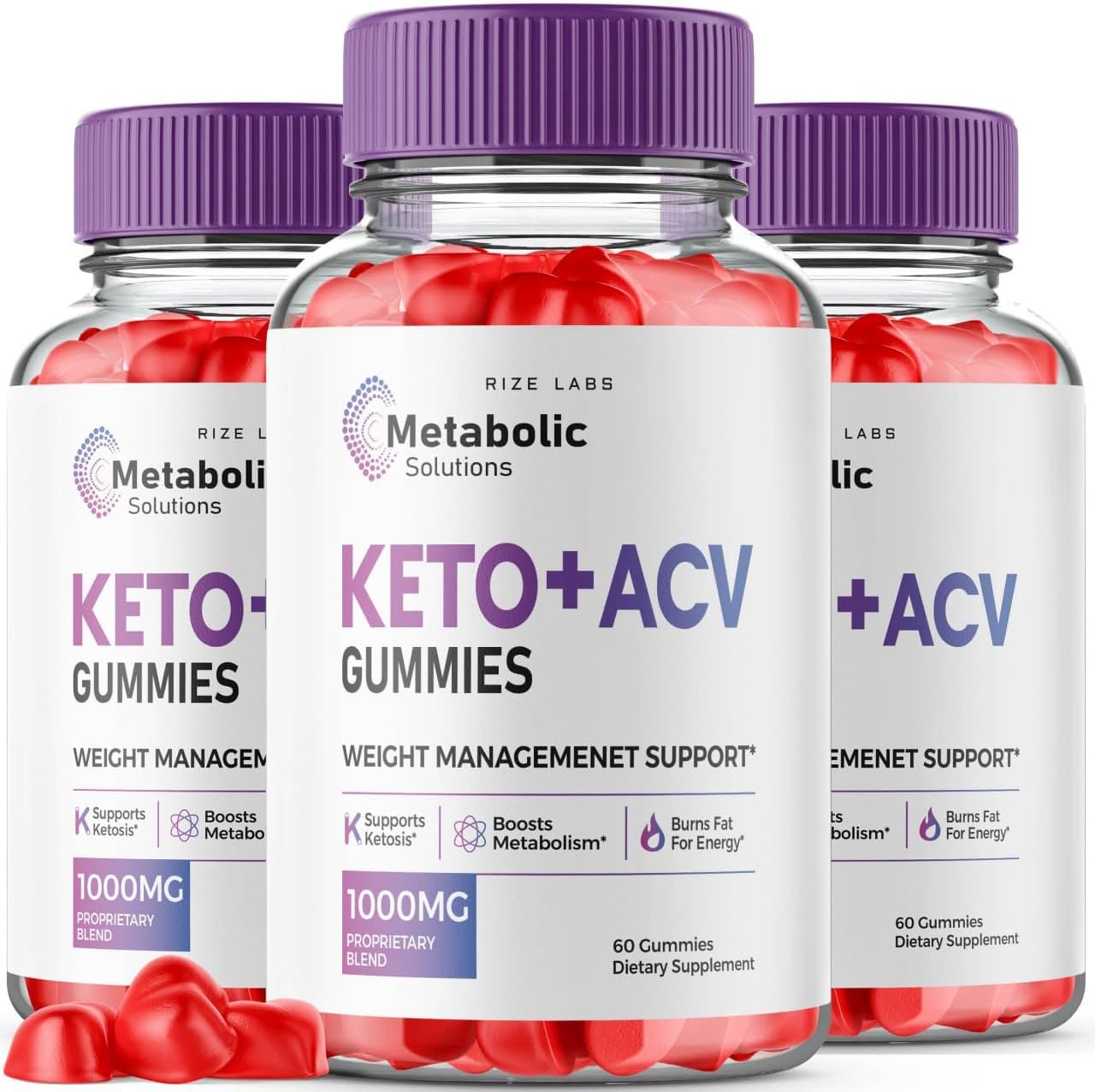 3 Pack Metabolic Solutions Keto+ACV Gummies for Advanced  Slimming Formula  - 180 Gummies, Advanced Formula Supplement with Reviews by Rize Labs