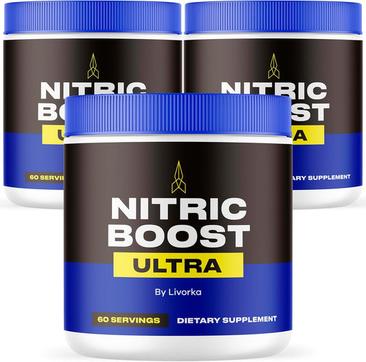 3 Pack Nitric Boost Ultra Powder - 180 Servings for Men - Purple Powder Formula - 3 Month Supply
