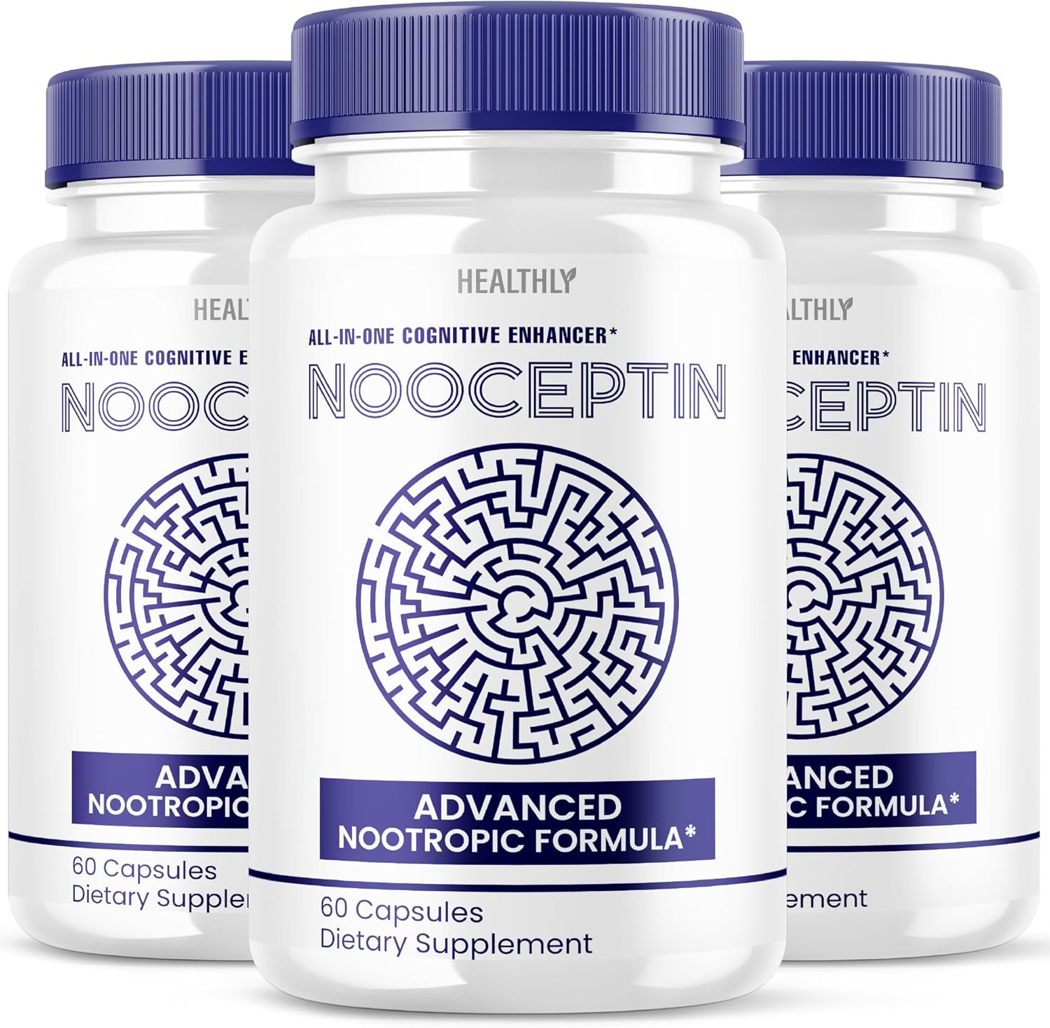 (3 Pack) Nooceptin Advanced Formula Nootropic Brain Supplement - 180 Capsules - Cognitive Support for Kids and Adults - Memory and Focus Enhancement