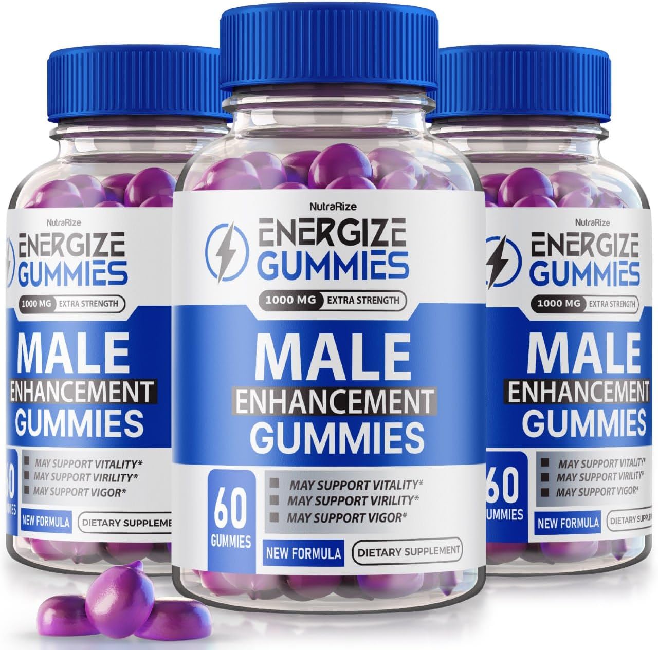 3 Pack NutraRize Energize Gummies for Men - Male Energy Gummy Supplement for Health and Wellness (180 Gummies)