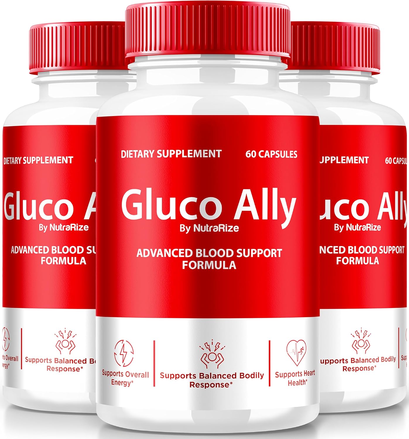 3 Pack NutraRize Gluco Ally Capsules - Comprehensive Blood Support Formula for Healthy Levels - All Natural Supplement (180 Capsules)