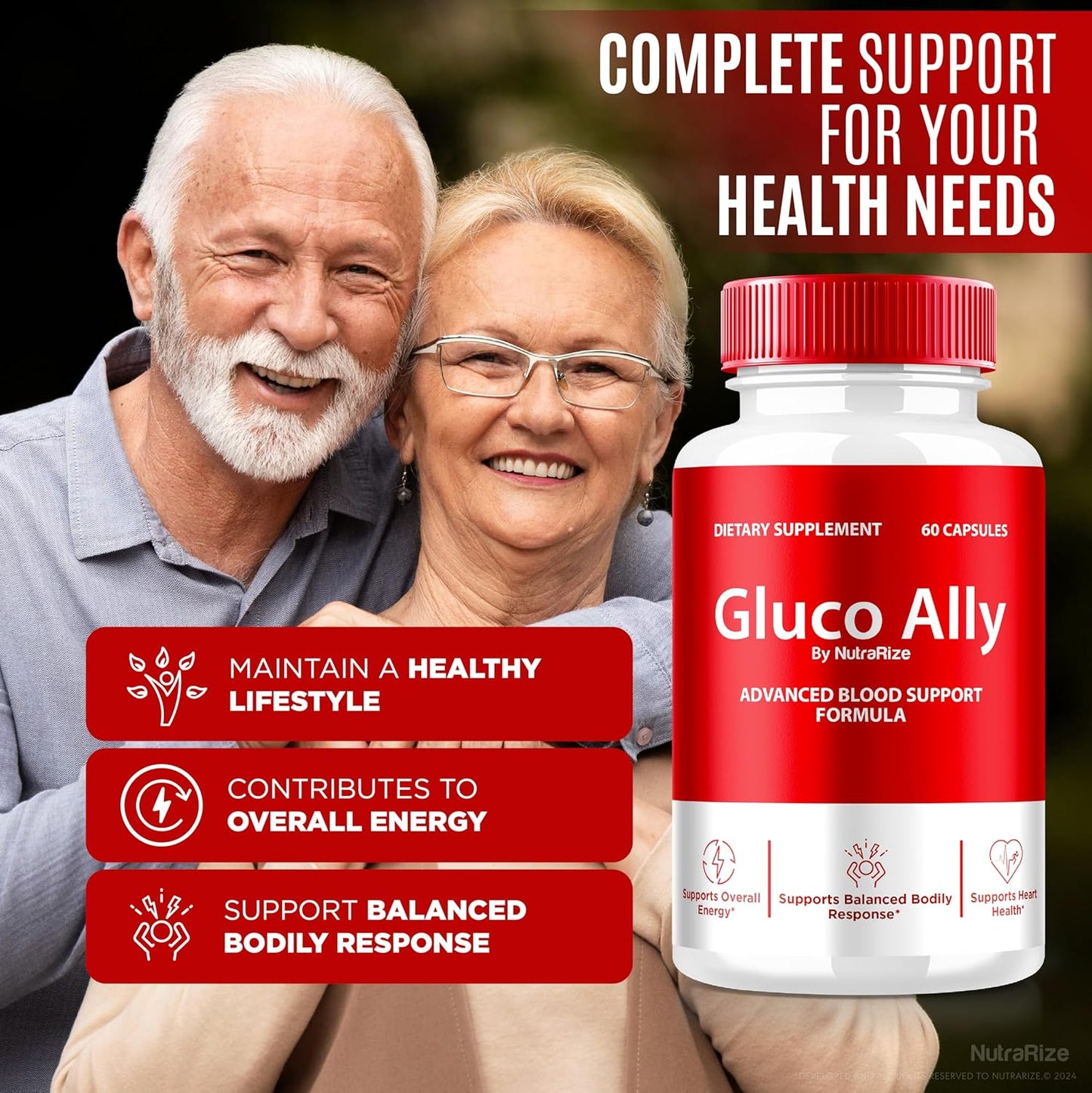 3 Pack NutraRize Gluco Ally Capsules - Comprehensive Blood Support Formula for Healthy Levels - All Natural Supplement (180 Capsules)