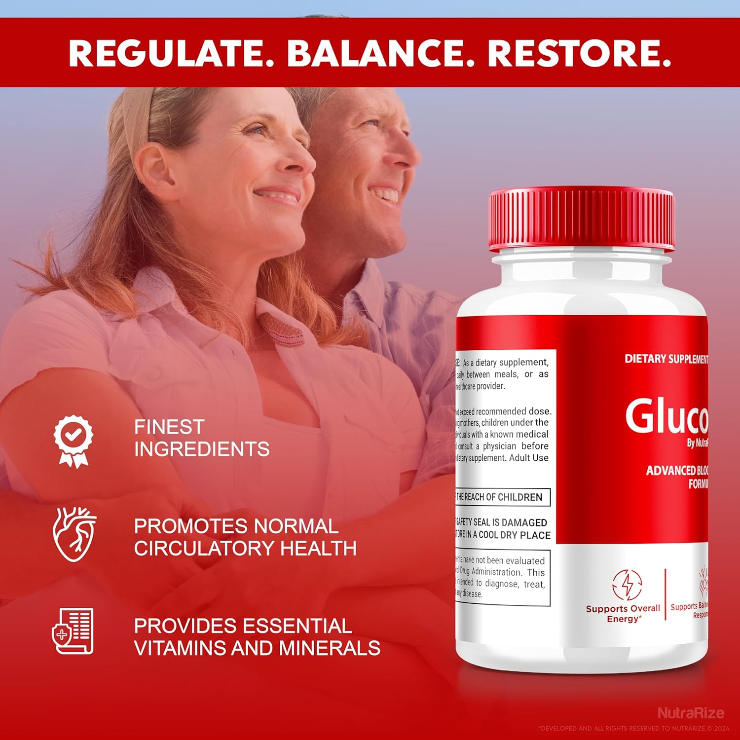 3 Pack NutraRize Gluco Ally Capsules - Comprehensive Blood Support Formula for Healthy Levels - All Natural Supplement (180 Capsules)