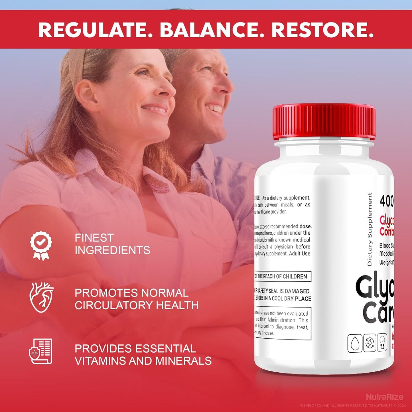 3 Pack NutraRize Glyco Care Capsules - Advanced Blood Support Supplement for Overall Wellness - All Natural Formula with Maximum Strength - 180 Capsules