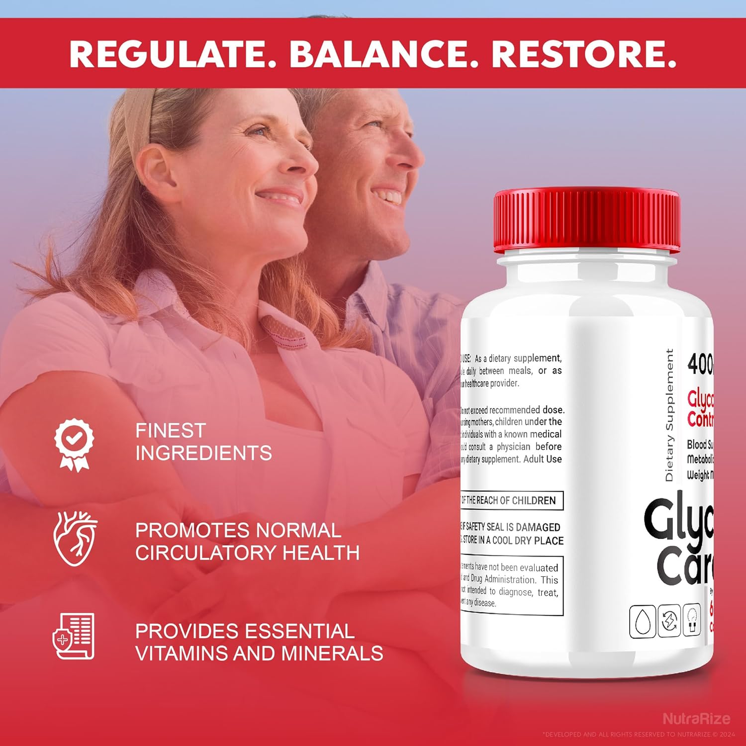 3 Pack NutraRize Glyco Care Capsules - Advanced Blood Support Supplement for Overall Wellness - All Natural Formula with Maximum Strength - 180 Capsules