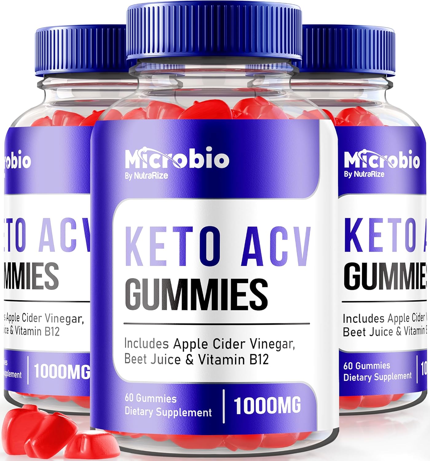 3-Pack NutraRize MicroBio Keto ACV Gummies: Official Keto + ACV Supplement, All-Natural Micro Bio Apple Cider Vinegar - 180 Gummies