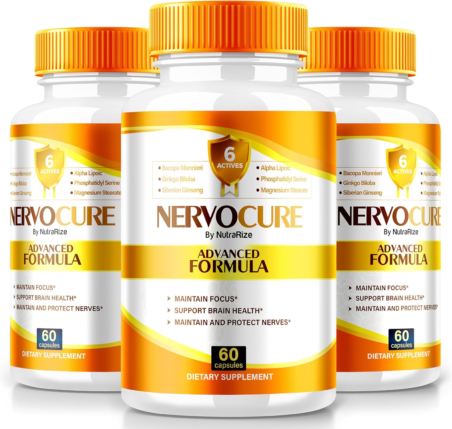 3 Pack NutraRize NervoCure Capsules - All Natural Cognitive Health Supplement - Maximum Strength Brain-Boosting Pills for Holistic Wellness - 180 Capsules