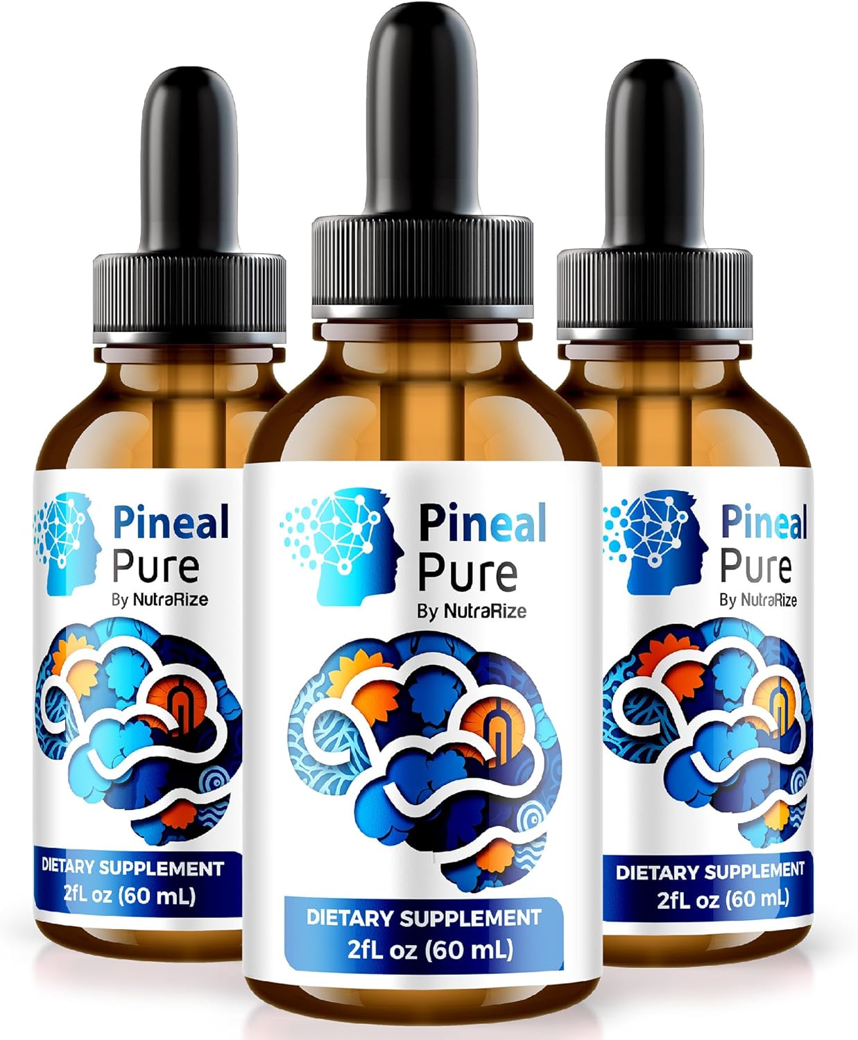 3 Pack NutraRize PinealPure Drops - Official Formula for Cognitive Wellness, Memory, Focus, Concentration - 90 Servings