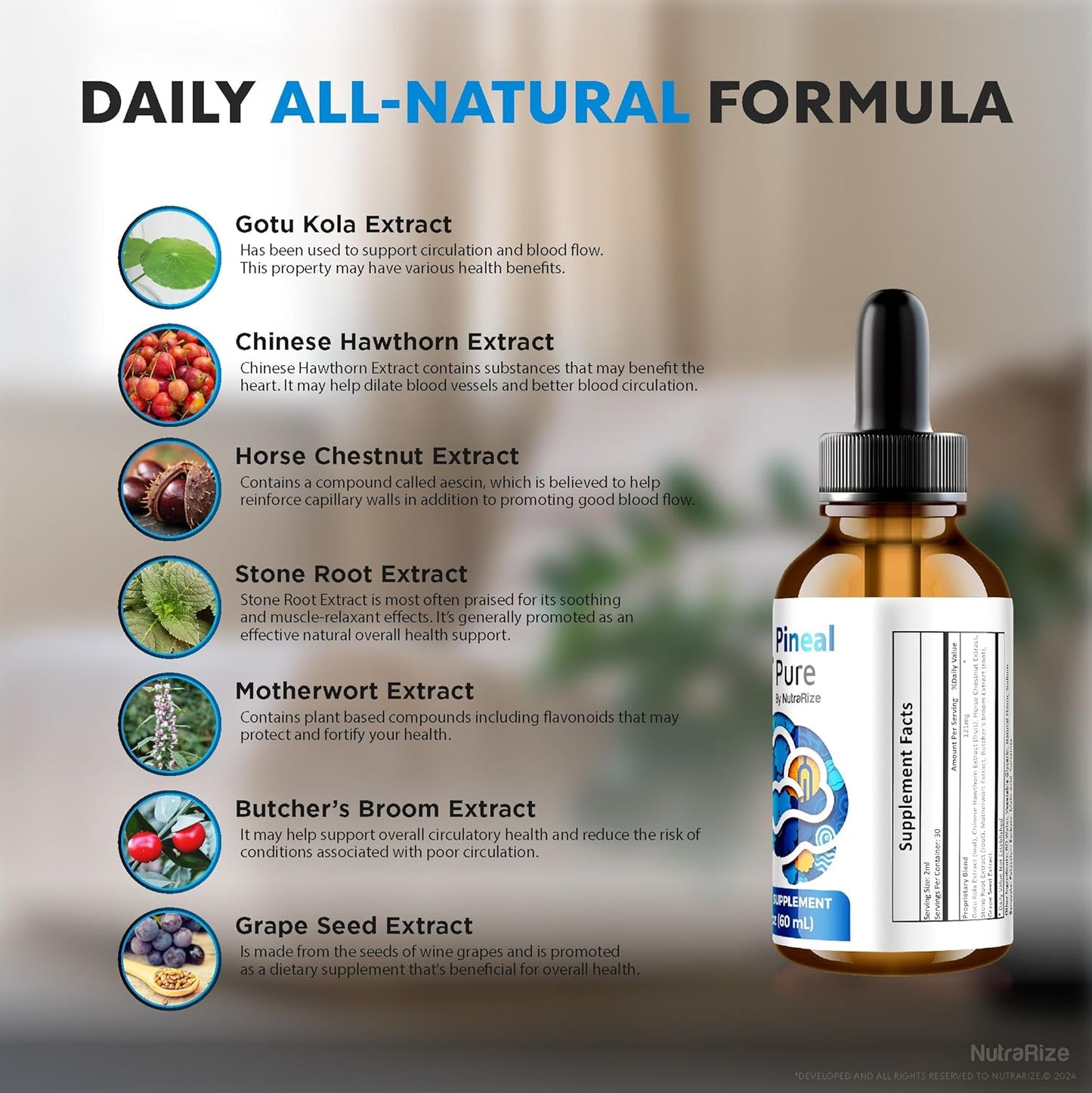 3 Pack NutraRize PinealPure Drops - Official Formula for Cognitive Wellness, Memory, Focus, Concentration - 90 Servings