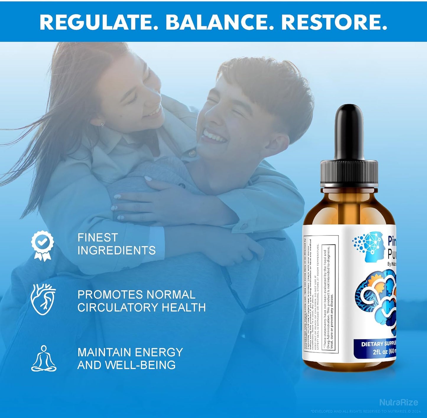 3 Pack NutraRize PinealPure Drops - Official Formula for Cognitive Wellness, Memory, Focus, Concentration - 90 Servings