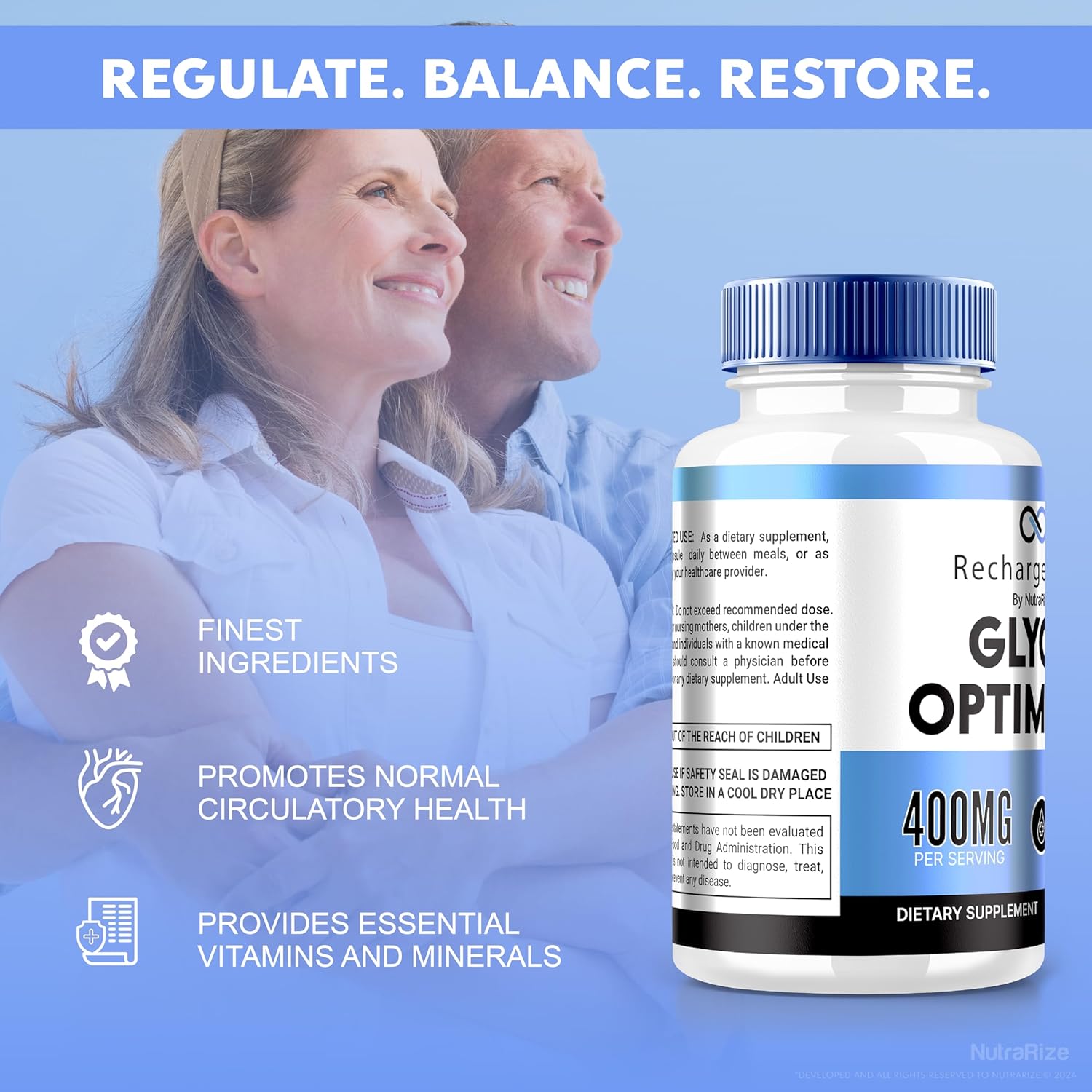 3 Pack NutraRize Recharge Glyco Capsules - All Natural Glyco Support for Health & Wellness - Official Glyco Optimizer - 180 Capsules