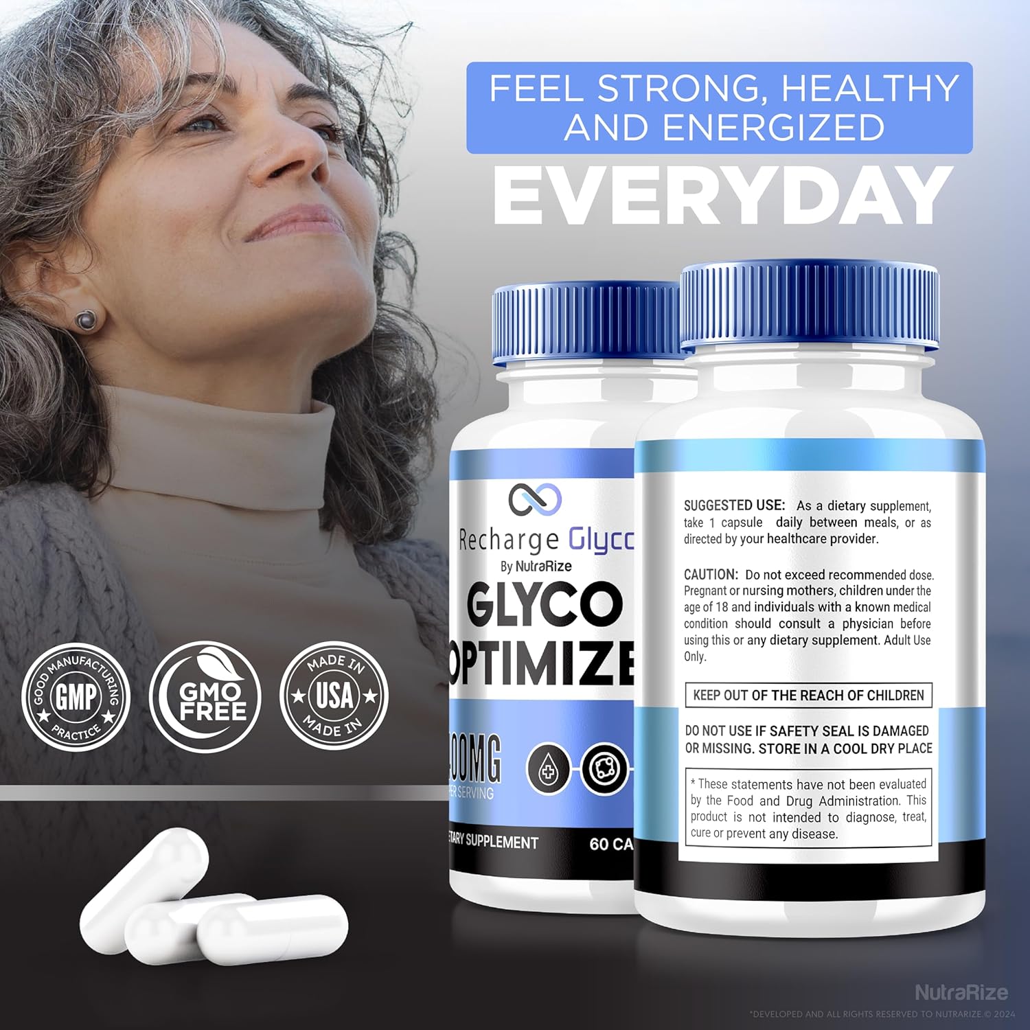 3 Pack NutraRize Recharge Glyco Capsules - All Natural Glyco Support for Health & Wellness - Official Glyco Optimizer - 180 Capsules