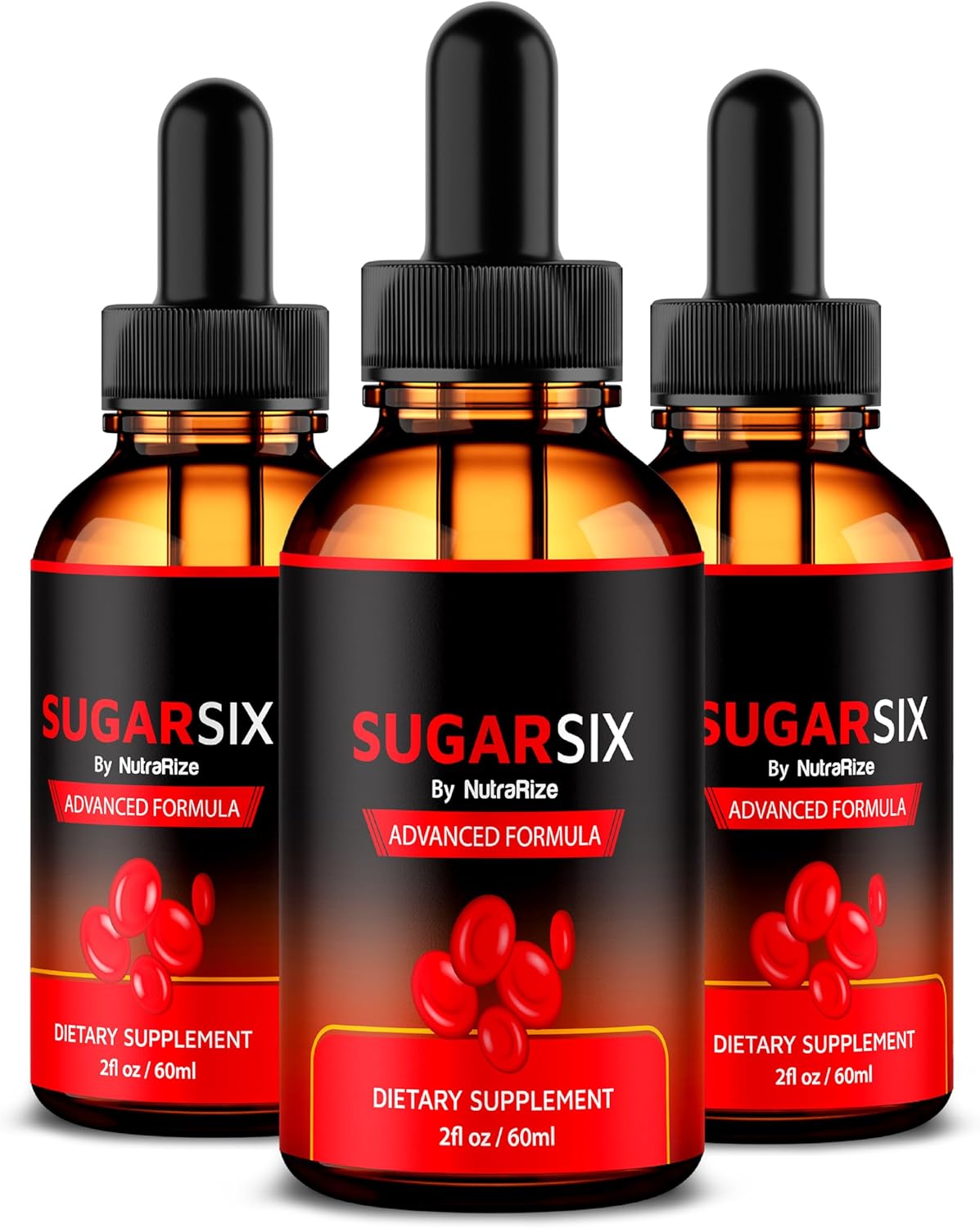 3 Pack NutraRize SugarSix Drops - Official Sugar Six Liquid Formula for Stable & Healthy Levels - Premium Dropper for Good Circulation - Sugar Six Review (90 Servings)