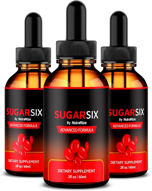 3 Pack NutraRize SugarSix Drops - Official Sugar Six Liquid Formula for Stable & Healthy Levels - Premium Dropper for Good Circulation - Sugar Six Review (90 Servings)