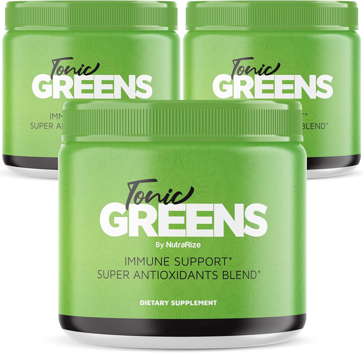 3-Pack NutraRize Tonic Greens: All-Natural Immune Support Supplement in Powder Form for Detox and Wellness (90 Servings)