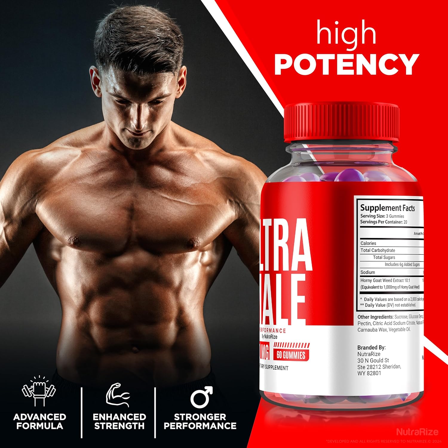 3 Pack NutraRize Ultra Male Gummies - 1000 MG Vitamin Gummies for Daily Performance & Health Boost - Official Reviews (180 Gummies)