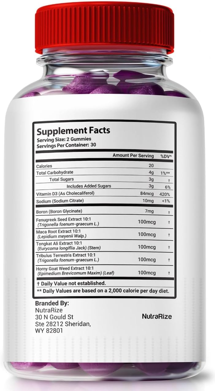 3 Pack NutraRize Vital Surge Testo Gummies - Premium ME Gummies Detox for Easy Chew, Performance & Well-Being Support - Official Gomitas Reviews (180 Gummies)