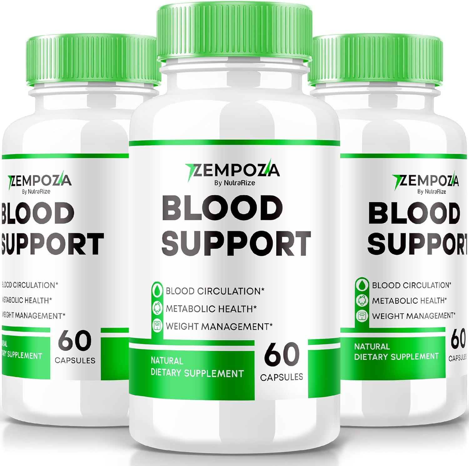 3-Pack NutraRize Zempoza Capsules: Advanced Blood Support Formula, All Natural Supplement for Healthy Levels, Official Wellness - 180 Capsules