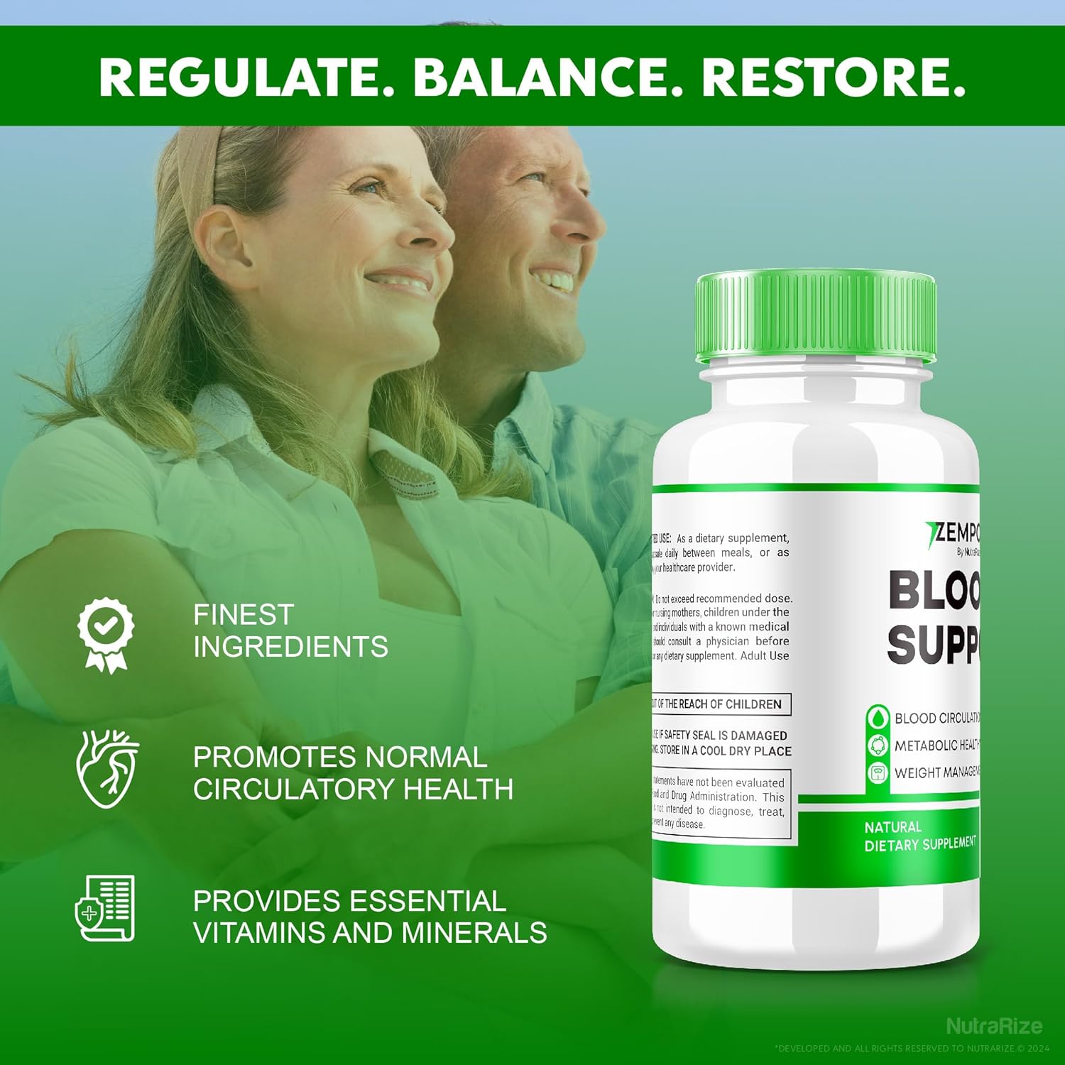 3-Pack NutraRize Zempoza Capsules: Advanced Blood Support Formula, All Natural Supplement for Healthy Levels, Official Wellness - 180 Capsules