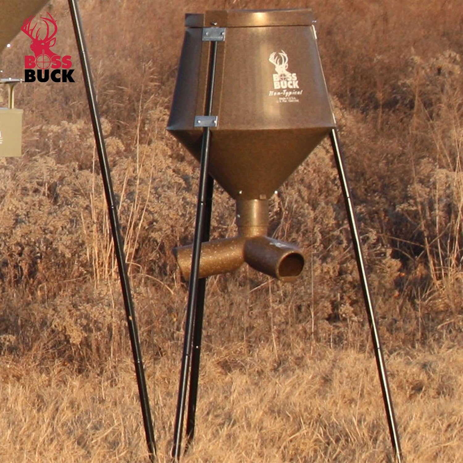 3 Pack of Boss Buck 200 lb Capacity Gravity Fed Tripod Feeder for Deer and Wildlife Attraction