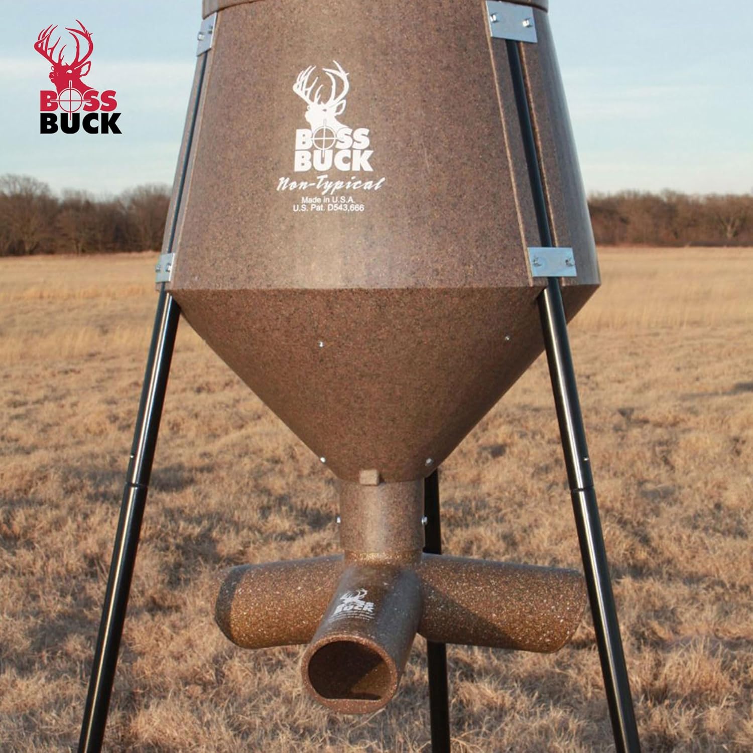 3 Pack of Boss Buck 200 lb Capacity Gravity Fed Tripod Feeder for Deer and Wildlife Attraction