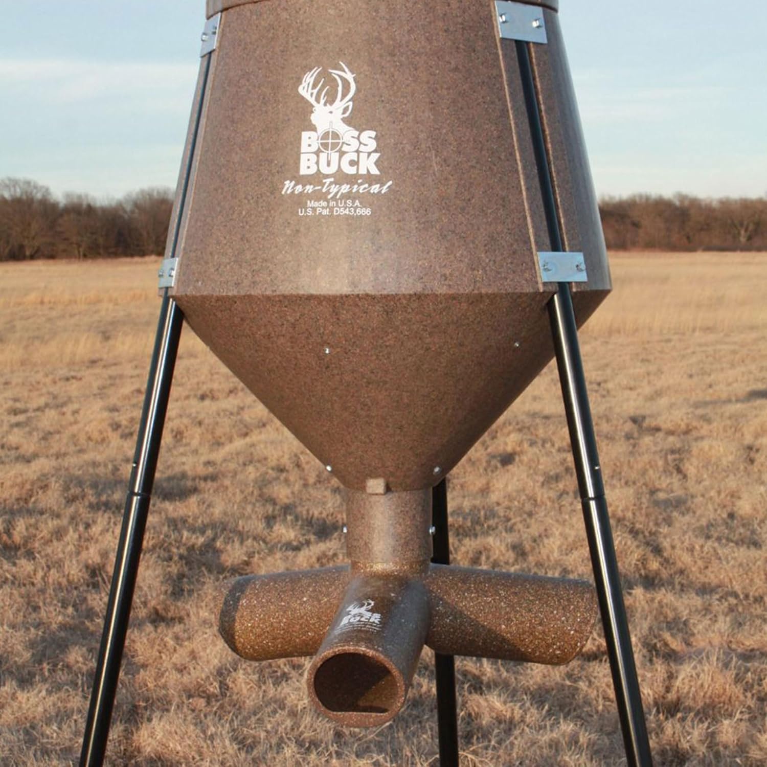 3 Pack of Boss Buck 200 lb Capacity Gravity Fed Tripod Feeder for Deer and Wildlife Attraction