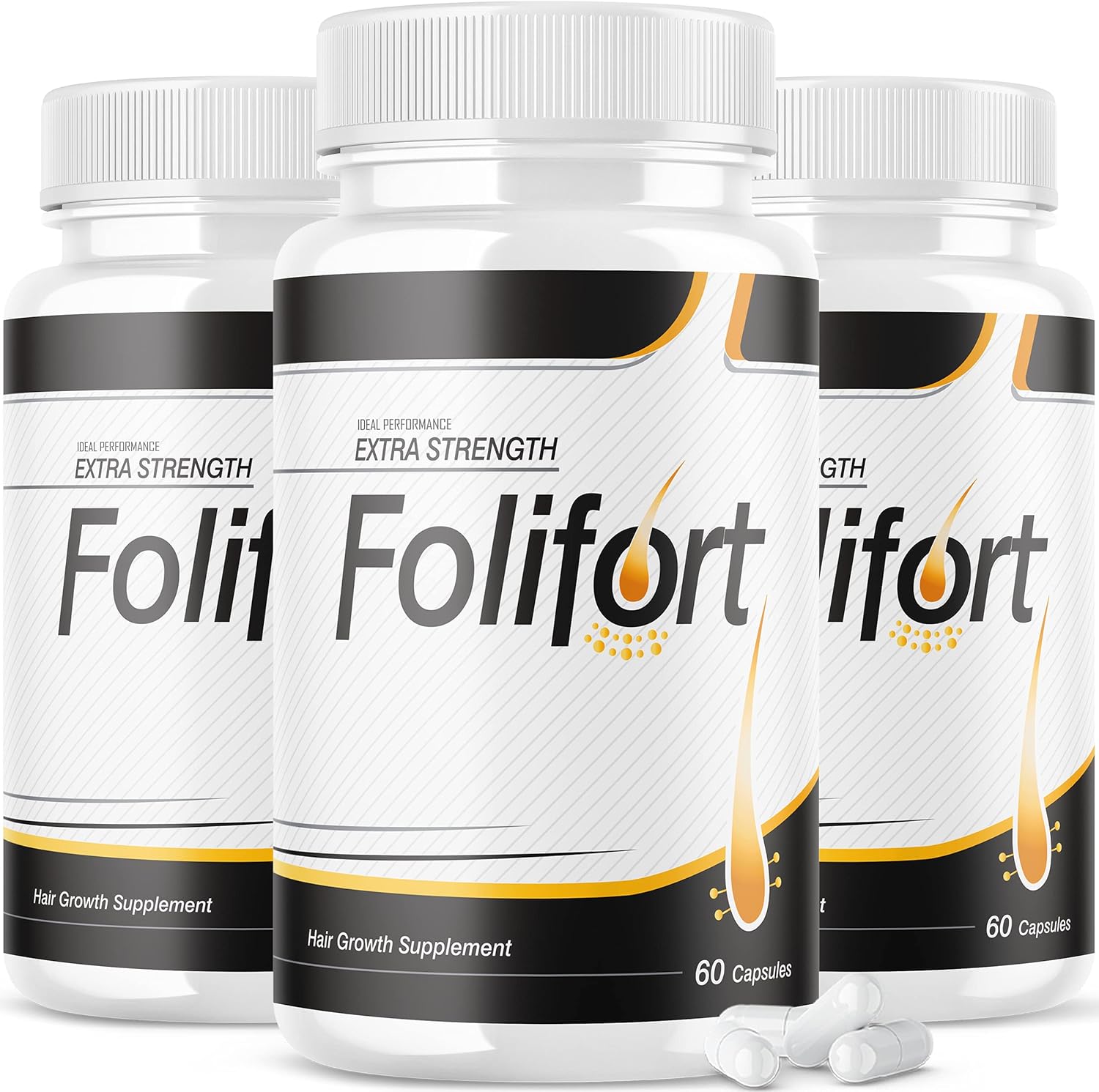 3 Pack of Folifort Hair Growth Pills with Felfort Extra Strength Vitamins - 180 Capsules for Ideal Performance