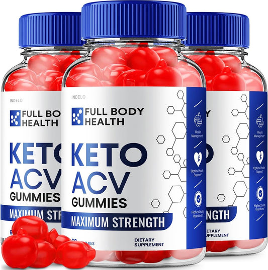 3 Pack of Indelo Full Body Health Keto ACV Gummies with Vitamin B12 - Advanced Weight Management and Apple Cider Vinegar Support