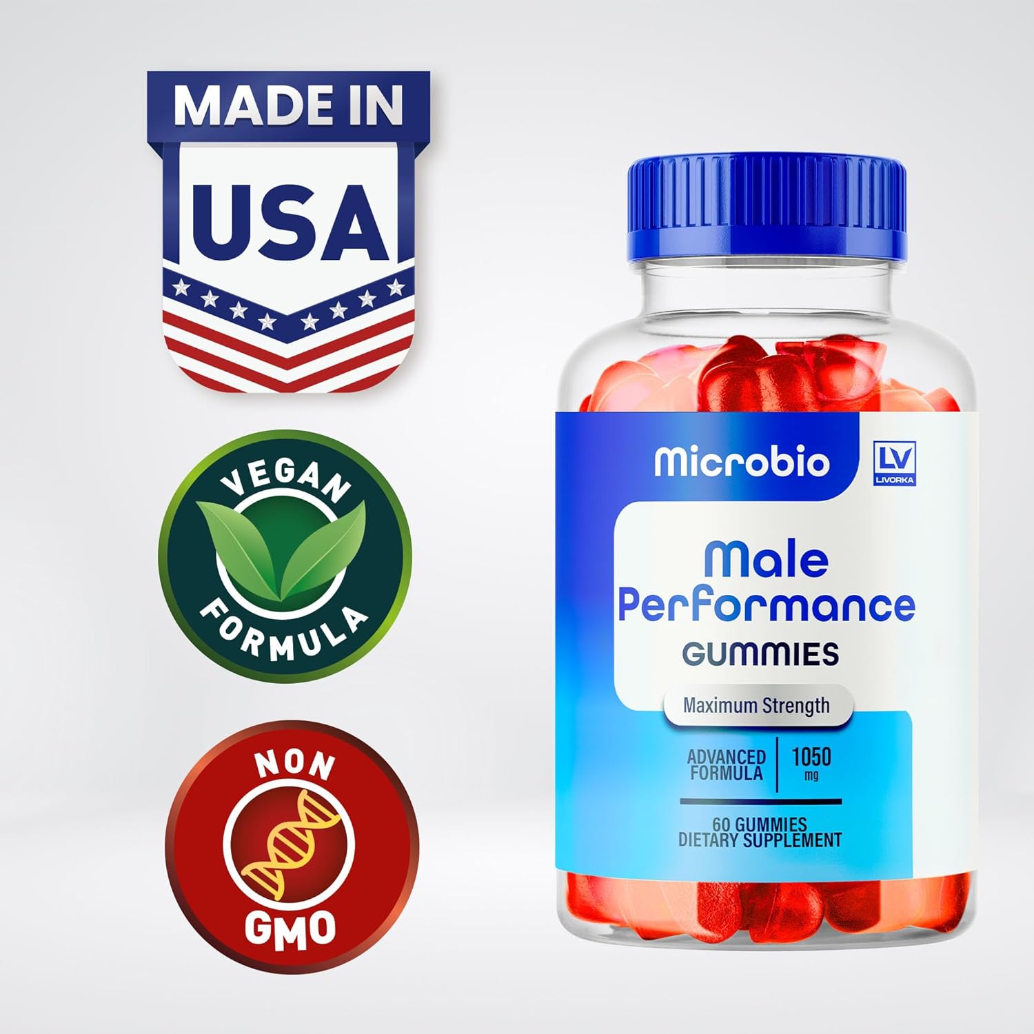 3 Pack of LIVORKA Microbio ME Gummies for Men - All Natural Support Supplement, 180 Gummies for 3 Months